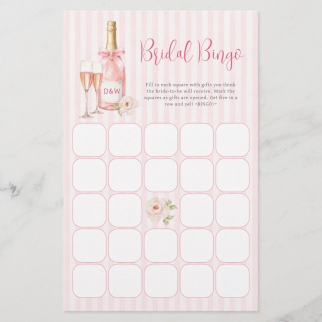Jeu de Bingo Mariage au Champagne Rose (Devant)
