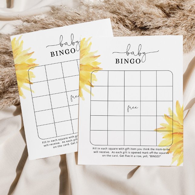 Jeu de bingo minimaliste pour bébé tournesol (Créateur téléchargé)