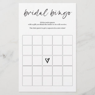 Jeu de bingo nuptiale moderne minimaliste simple
