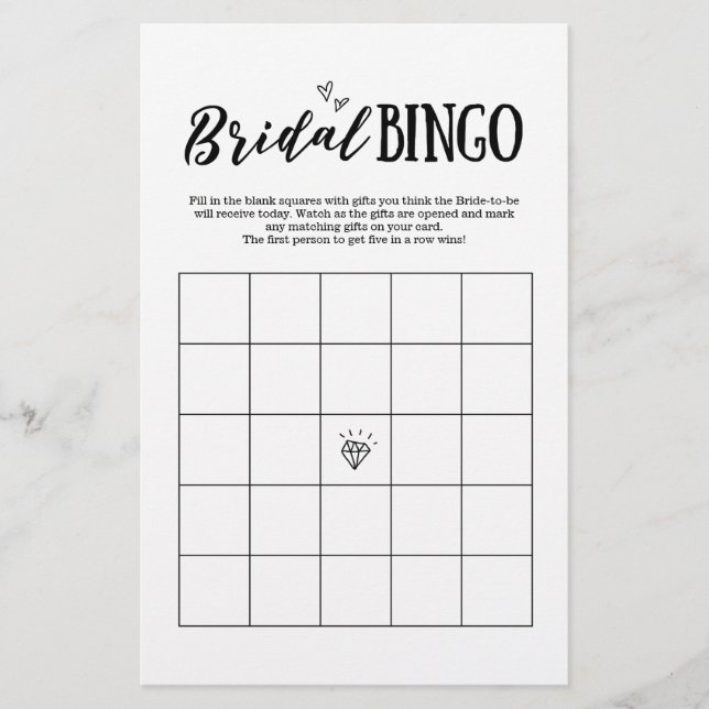 Jeu de bingo nuptiale pour Mariage ou Fête des mar (Devant)