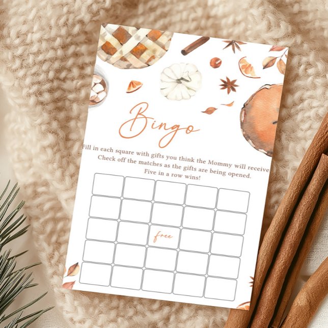 Jeu de Bingo Petite Douceur d'Automne Citrouille (Pumpkin Pie Baby Shower Bingo Game)