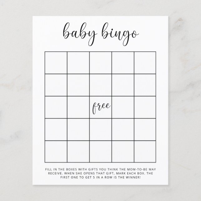 Jeu de bingo pour baby shower (Devant)