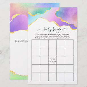 Jeu de Bingo pour Baby Shower avec Pierre d'Agate