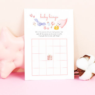 Jeu de bingo pour Baby Shower avec un fantôme rose