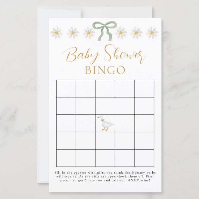Jeu de bingo pour baby shower avec un thème de gin (Devant)