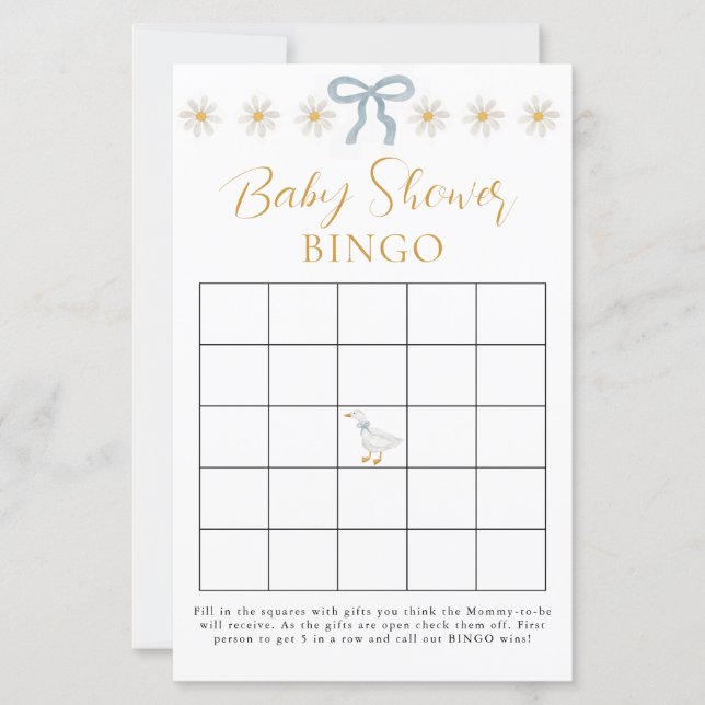 Jeu de bingo pour Baby Shower avec un thème d'oie  (Devant)