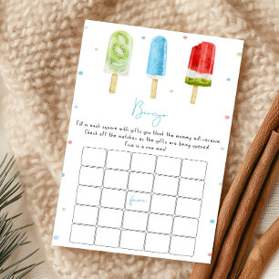Jeu de Bingo pour Baby Shower Blue Popsicle