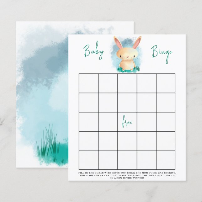 jeu de bingo pour baby shower Bunny Baby (Devant / Derrière)