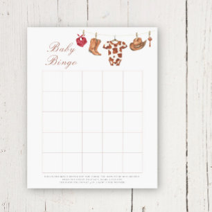 Jeu de bingo pour baby shower Cowboy Baby