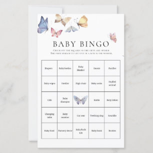 Jeu de Bingo pour Baby Shower Fille Papillon