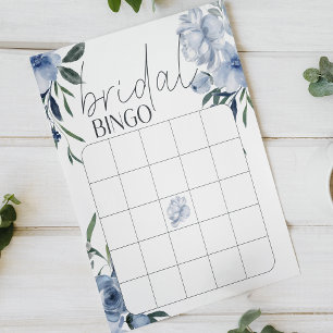 Jeu de Bingo pour Baby Shower Fleurs Bleu Poussiér