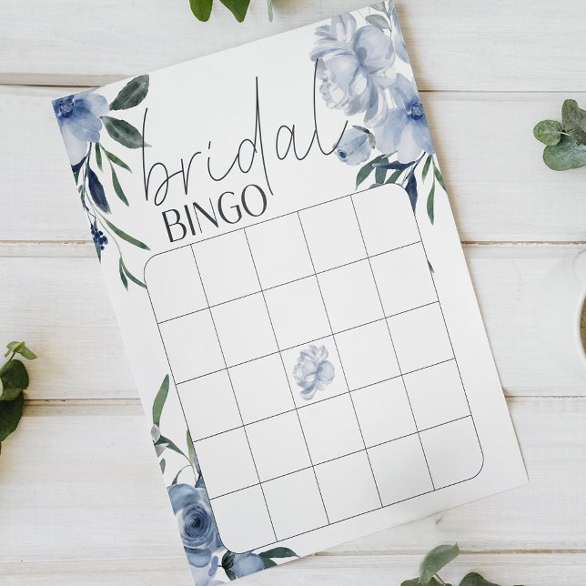 Jeu de Bingo pour Baby Shower Fleurs Bleu Poussiér (Créateur téléchargé)