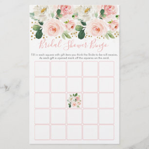 Jeu de Bingo pour Baby Shower Fleurs Rose Doré