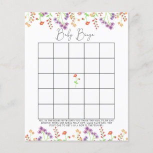 Jeu de bingo pour baby shower Fleurs sauvages