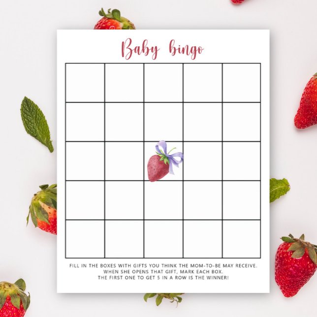 Jeu de bingo pour baby shower - Fraise (Créateur téléchargé)
