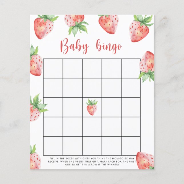 Jeu de bingo pour baby shower - Fraise (Devant)