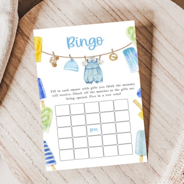 Jeu de Bingo pour Baby Shower Garçon Popsicle (Ready to Pop Popsicle Baby Shower Game)