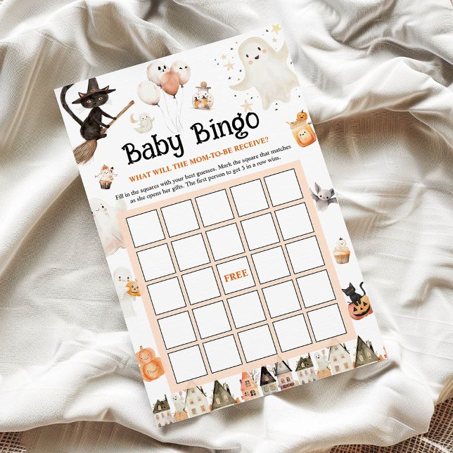 Jeu de Bingo pour Baby Shower Halloween Floral  (Créateur téléchargé)