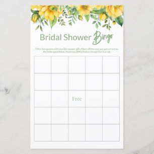 Jeu de BINGO pour Baby Shower Mariage Fleurs Jaune