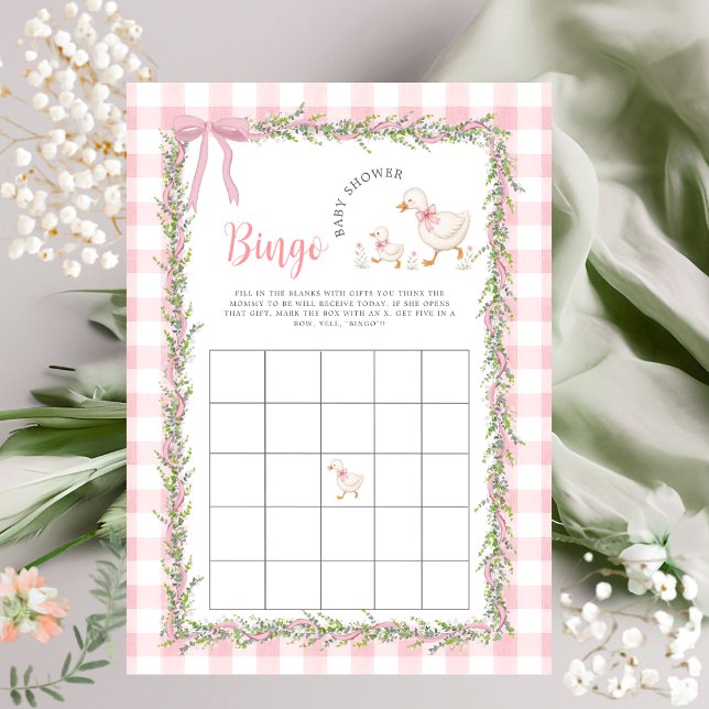 Jeu de Bingo pour Baby Shower Pink Gingham Silly G (Créateur téléchargé)