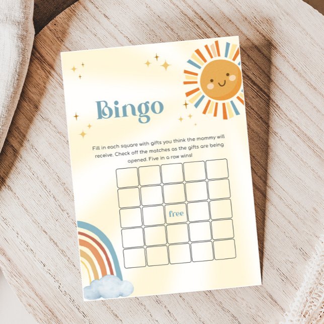 Jeu de Bingo pour Baby Shower Retro Sunshine (Retro Here Comes The Son Sunshine Baby Shower Game)