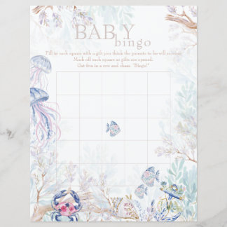 Jeu de bingo pour baby shower sur la vie marine cô