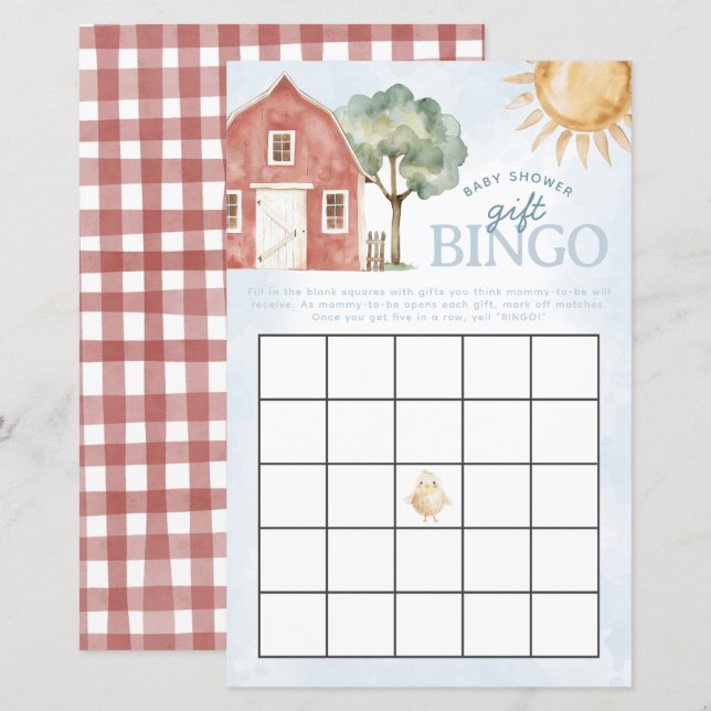 Jeu de Bingo pour Baby Shower sur le thème de la F (Devant / Derrière)