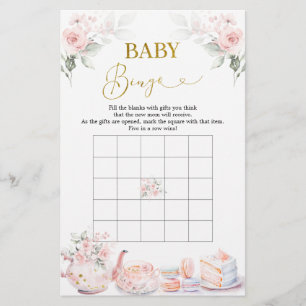 Jeu de bingo pour baby shower sur le thème de la f