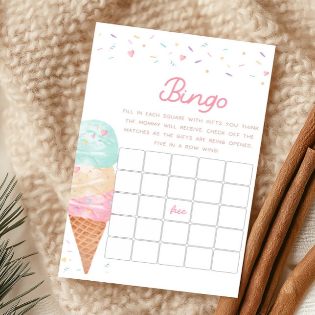 Jeu de Bingo pour Baby Shower sur le thème de la G (Ice Cream Sprinkled with Love Baby Shower Bingo Game)