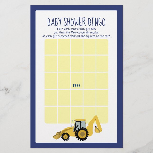Jeu de Bingo pour Baby Shower sur le thème de la p (Devant)
