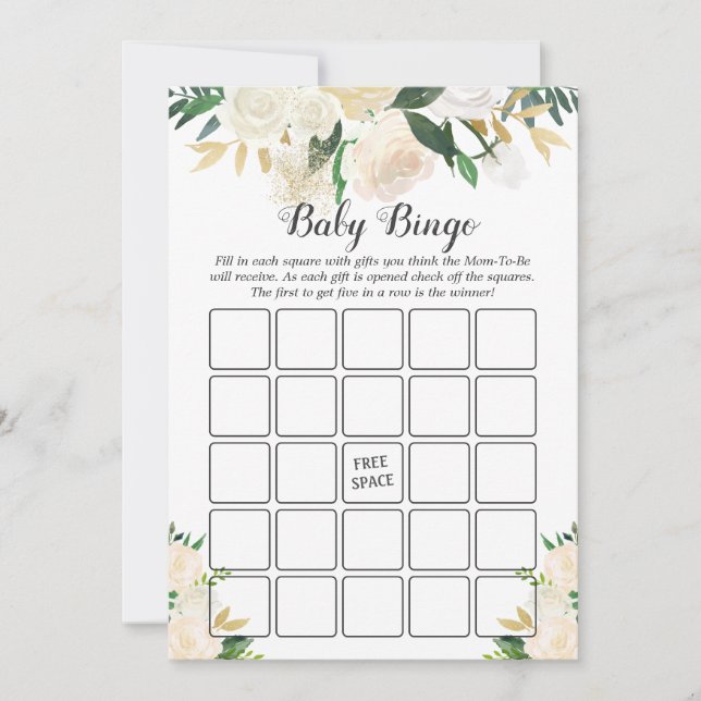 Jeu de bingo pour Baby Shower sur le thème de la r (Devant)