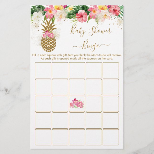 Jeu de Bingo pour Baby Shower sur le thème Fleurs  (Devant)