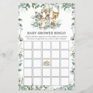 Jeu de bingo pour Baby Shower sur les animaux de l