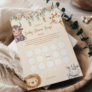 Jeu de bingo pour Baby Shower sur les Animaux de S