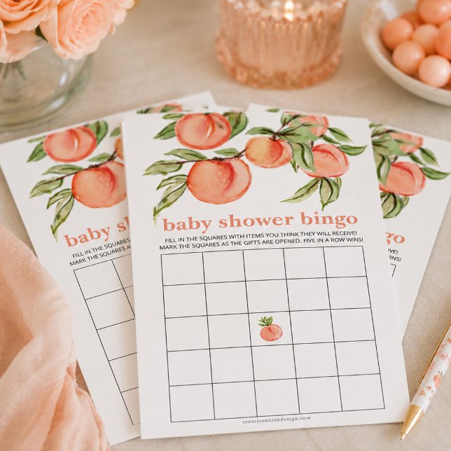 Jeu de Bingo pour Baby Shower Sweet Peach  (Créateur téléchargé)