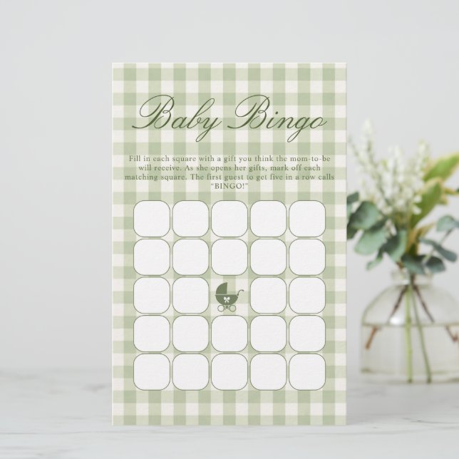 Jeu de bingo pour baby shower vert (Debout devant)