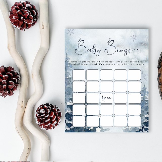 Jeu de bingo pour bébé des pins bleus d'hiver (Créateur téléchargé)