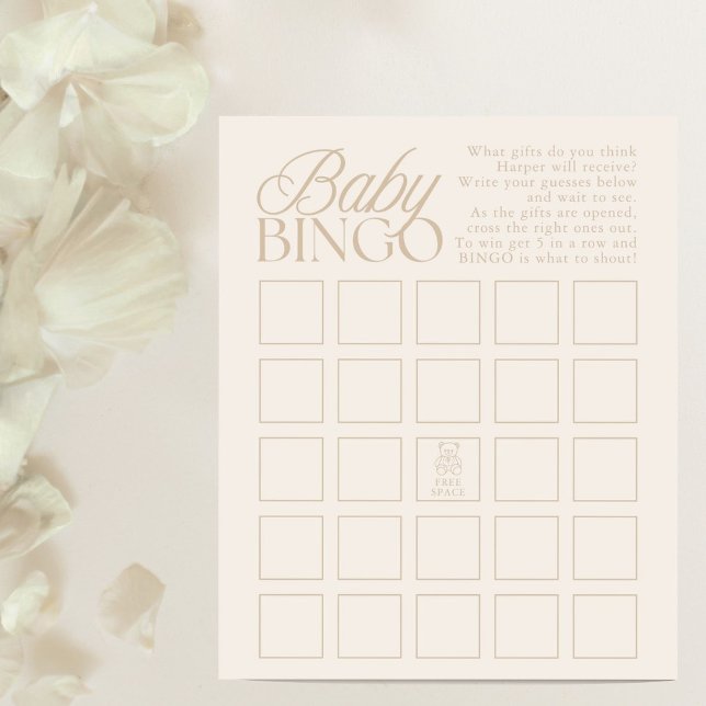 Jeu de bingo pour cadeaux de baby shower Teddy Bea (Créateur téléchargé)
