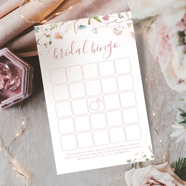 Jeu de bingo pour enterrement de vie de jeune fill (Pink Wildflower Boho bridal shower bingo game)