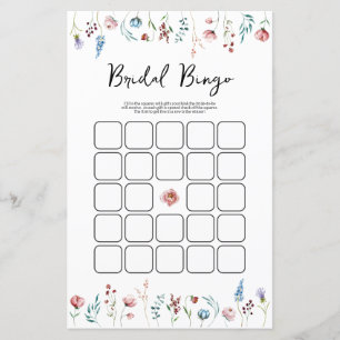Jeu de bingo pour la douche de la mariée aux fleur