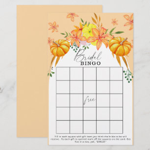 Jeu de bingo pour la douche de mariée citrouille d