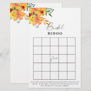 Jeu de bingo pour la douche de mariée dans un jard