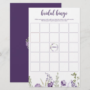 Jeu de bingo pour la douche de mariée Fleurs lavan