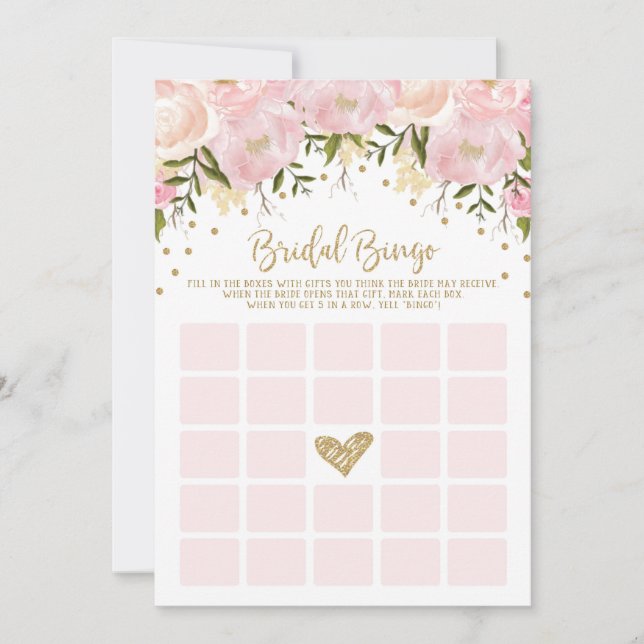 Jeu de bingo pour la douche de mariée florale en o (Devant)