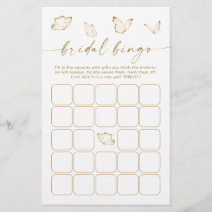 Jeu de bingo pour la douche de mariée papillon bla