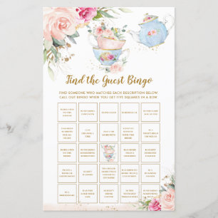 Jeu de Bingo pour trouver l'invité à la fête de th