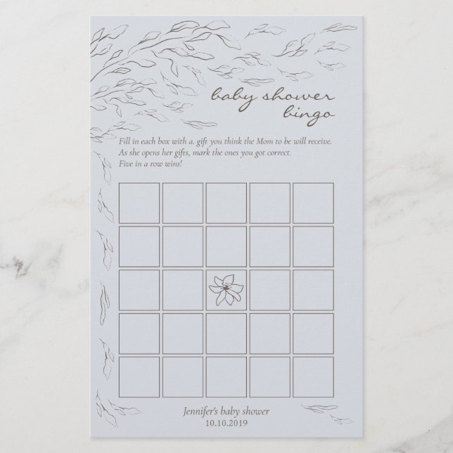 Jeu de bingo simple pour baby shower bleu (Devant)