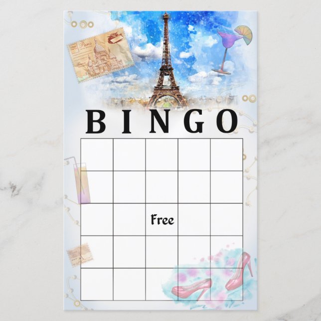 Jeu de bingo tour Eiffel (Devant)