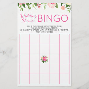 Jeu de Bingo Wedding shower rose vif