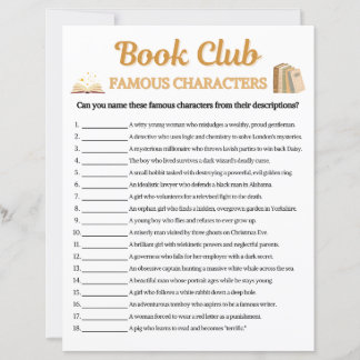 Jeu de caractères célèbres du club de lecture